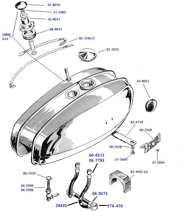 Benzinetank A50 en A65 OIF groot 22 liter 1971-1973