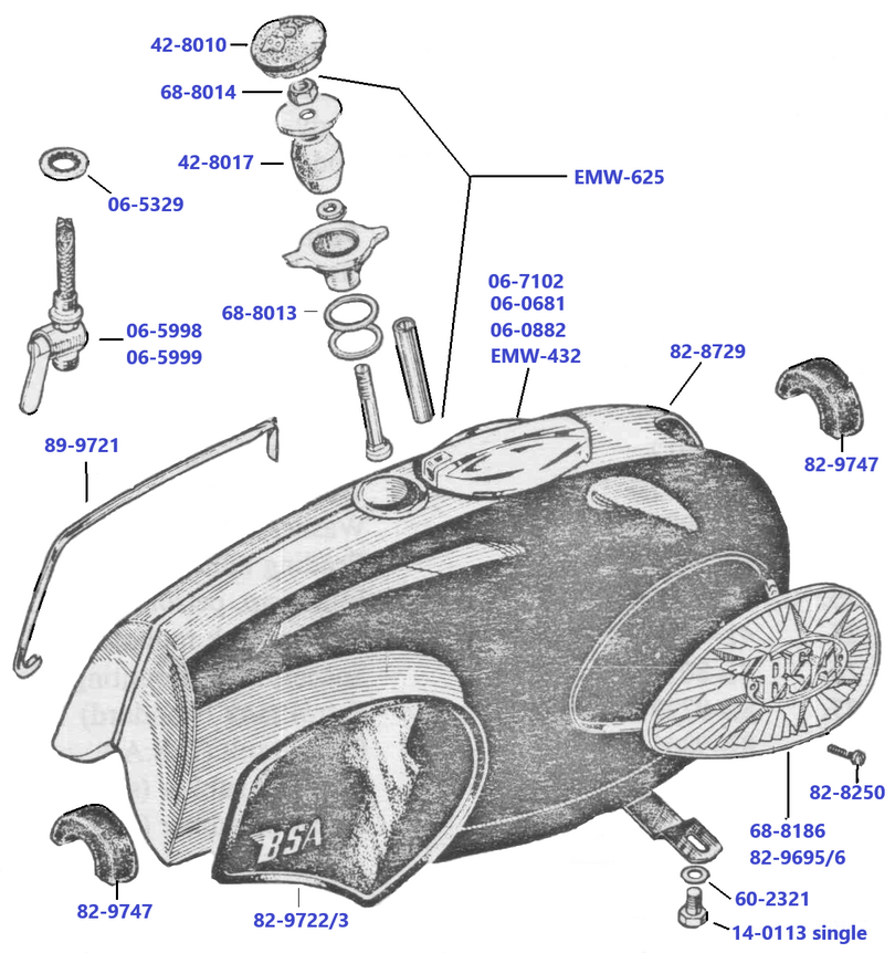 Benzinetank staal B25 - B44 1969 + 1970
