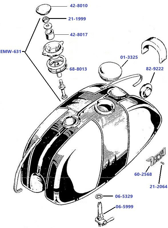 Petrol tank B25 or B50 steel large 3 gallon OIF 1971-1973