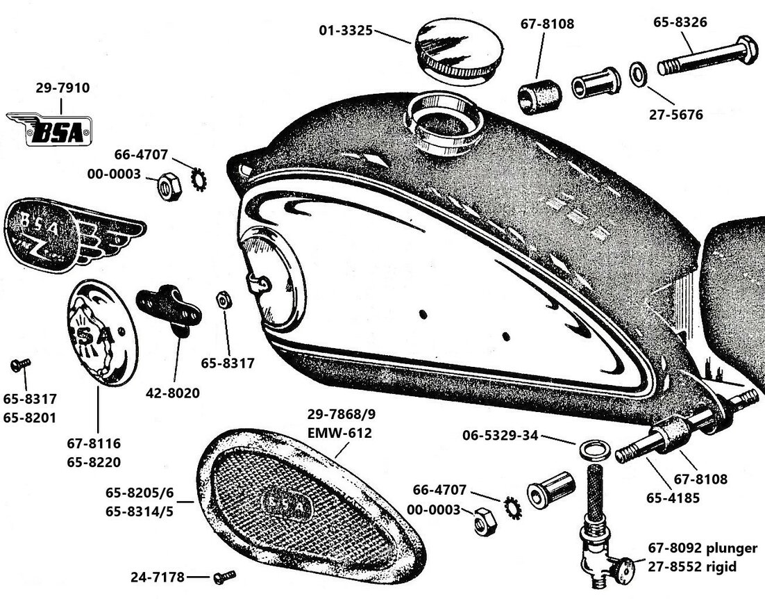Benzinetank A7 en A10 met stijfframe of plunjer achter vering