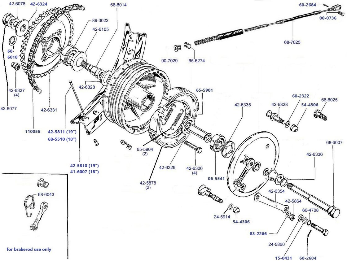Rearwheel A50 - A65 full width hub up to 1965