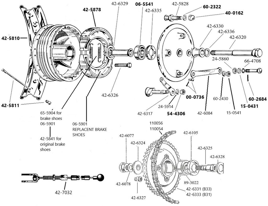 Rearwheel B31 - B33 full width hub onwards