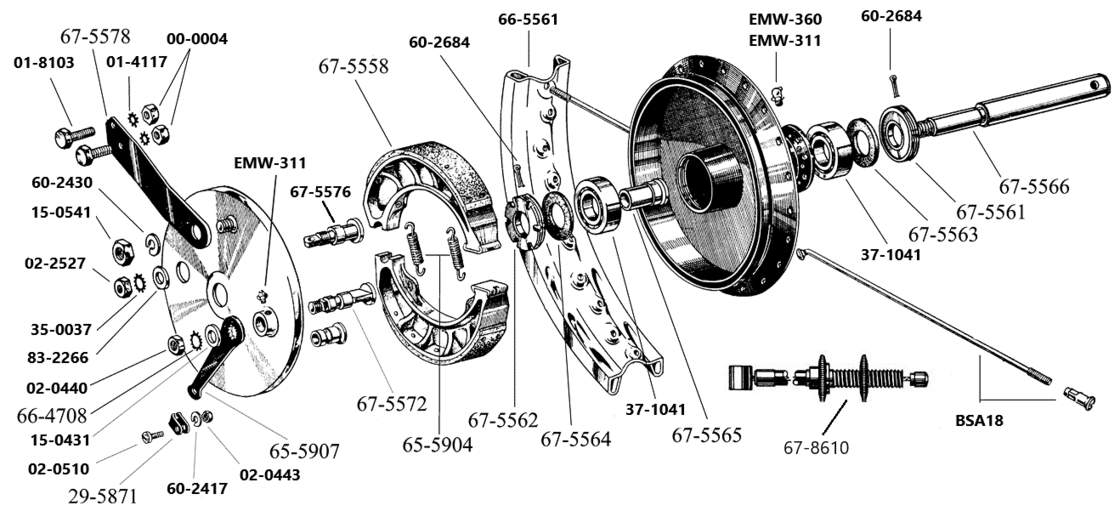Frontwheel A + B + M models 8