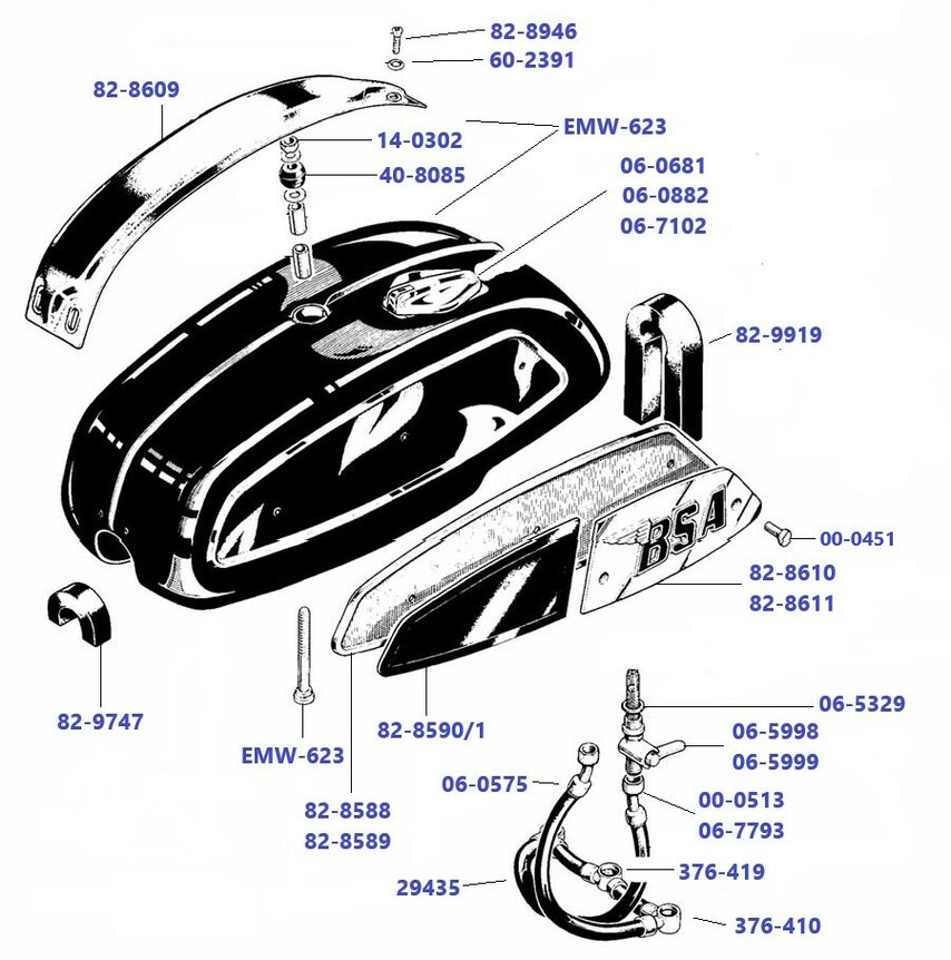 Petrol tank A75  Large 1969-1972