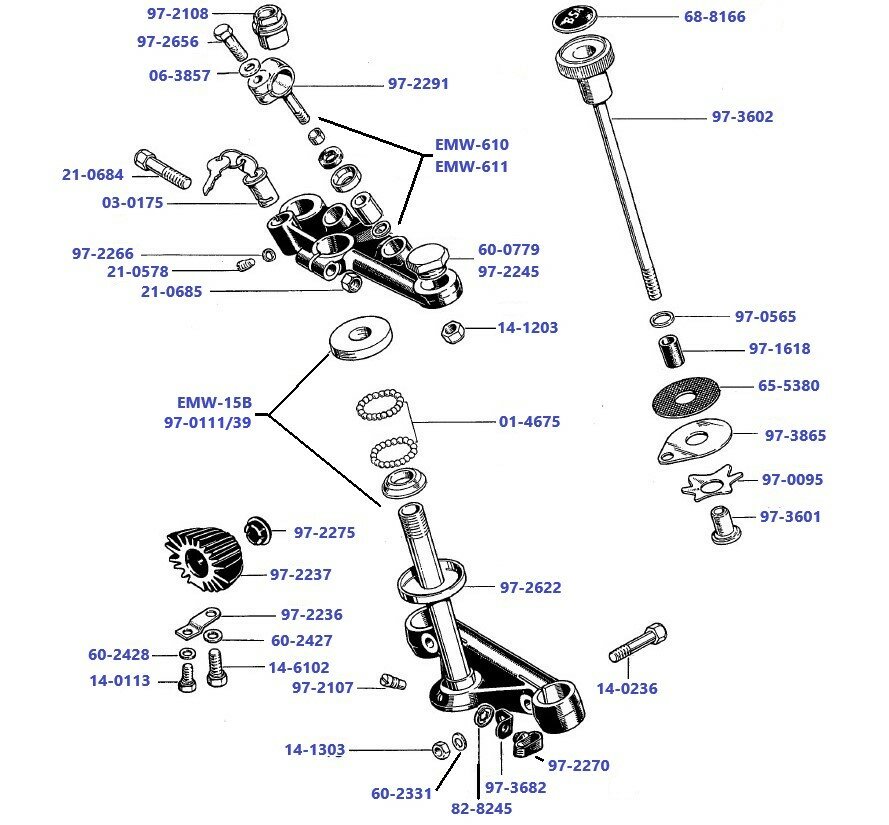Voorvork Rocket 3 t/m 1970 Kroonplaten en Stuurdemper