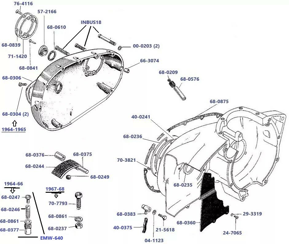 Koppelingskast A50 - A65 laat 1964 - 1968