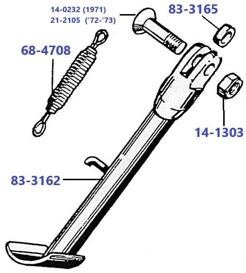 Zijstandaard  B25 - B50   1971-1973