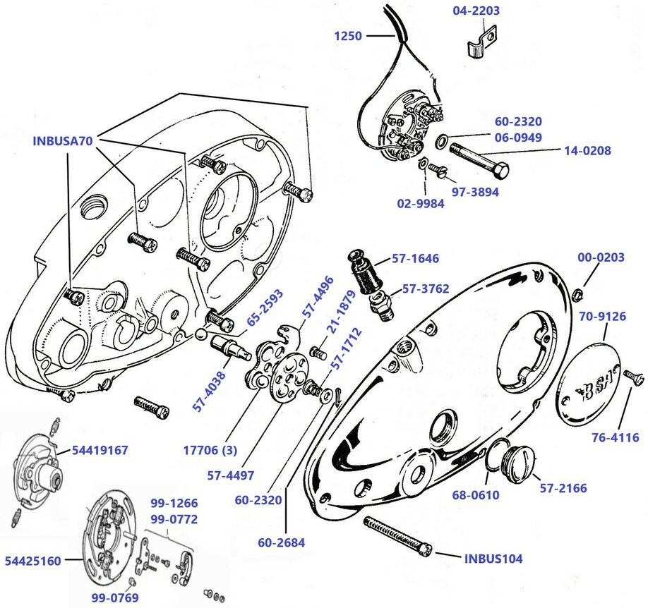 Ignition and timing cover A50 - A65   1970-1972