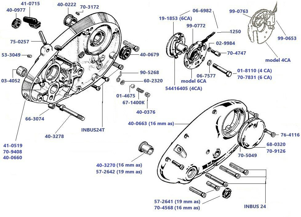 Ontsteking en rechter deksels C15 - B40 1965-1970