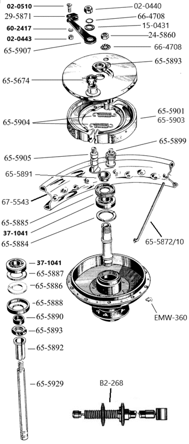 Voorwiel-A-+-B-+-M-modellen-7-halve-naaf-t-m-1955