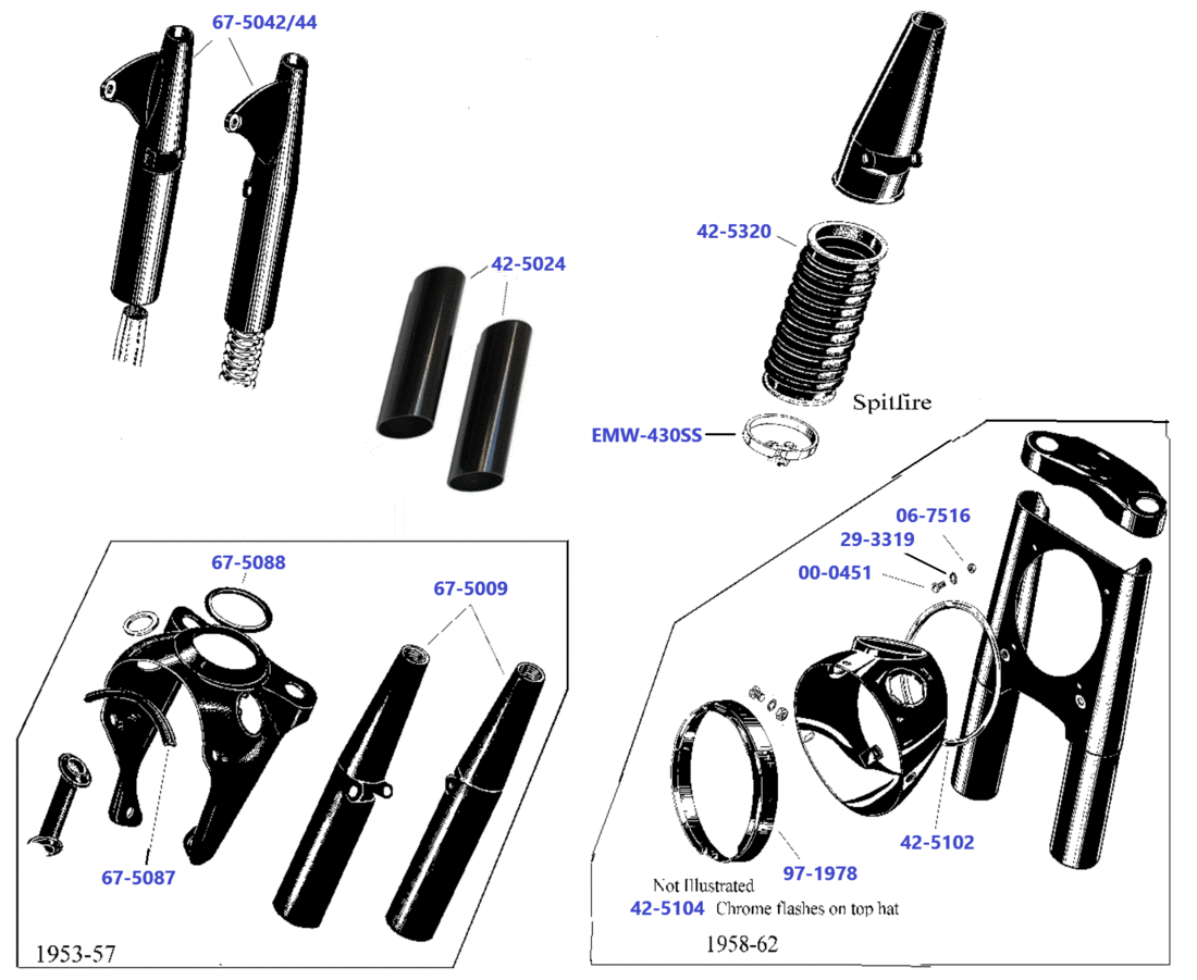 Telescoop-voorvork-pre-unit-A-+-B-+-M-modellen-koplamp-oren-en-nacelle