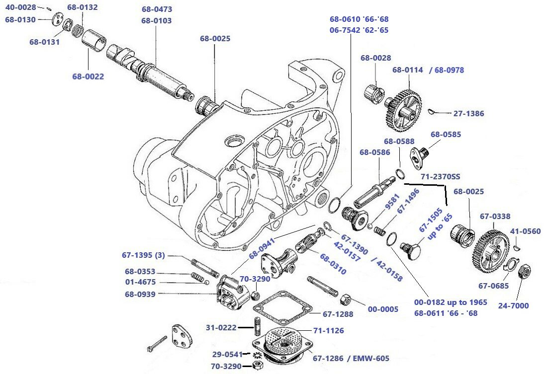 Nokkenas-Oliepomp-Timing-tandwielen-A50-A65-tm-1968