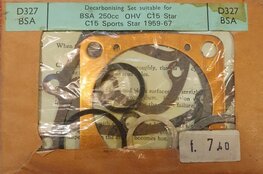 D327BSA Decarbonising gasket set C15